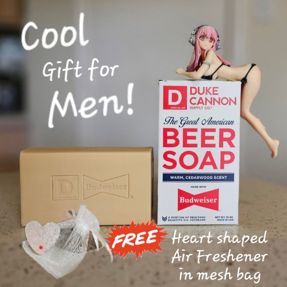 BEER BAR SOAP with Free Heart-Shaped Air Freshener in Mesh Bag, Gift For Men